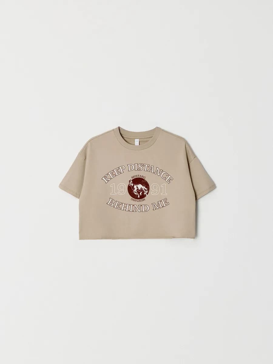 Футболка укороченная оверсайз с принтом