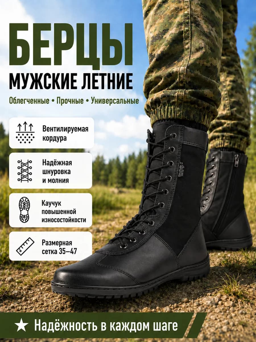 Берцы летние облегченные с кордурой на молнии