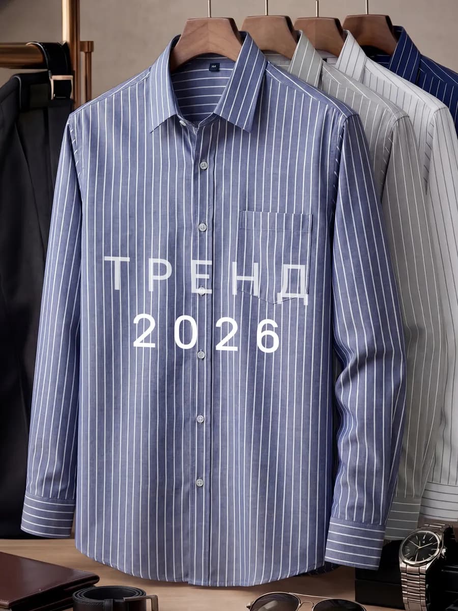 Рубашка классическая с длинным рукавом в полоску