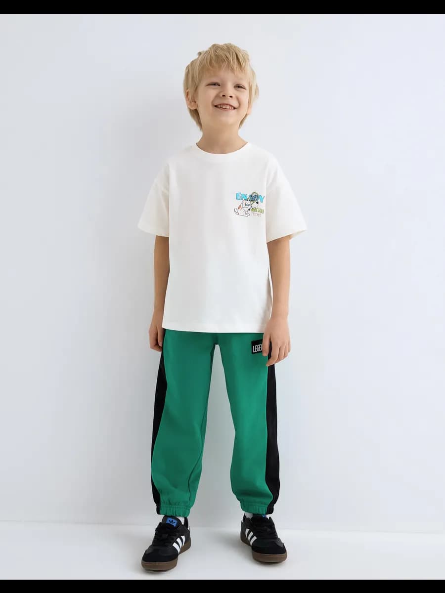 Зелёные спортивные брюки Comfort с лампасами - фото 1