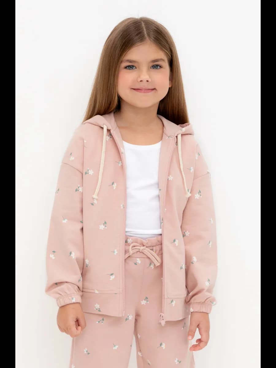 Толстовка на молнии с принтом для девочки