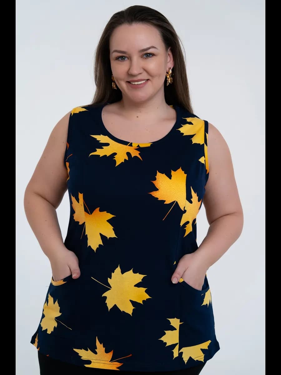 Домашняя футболка без рукавов с карманами