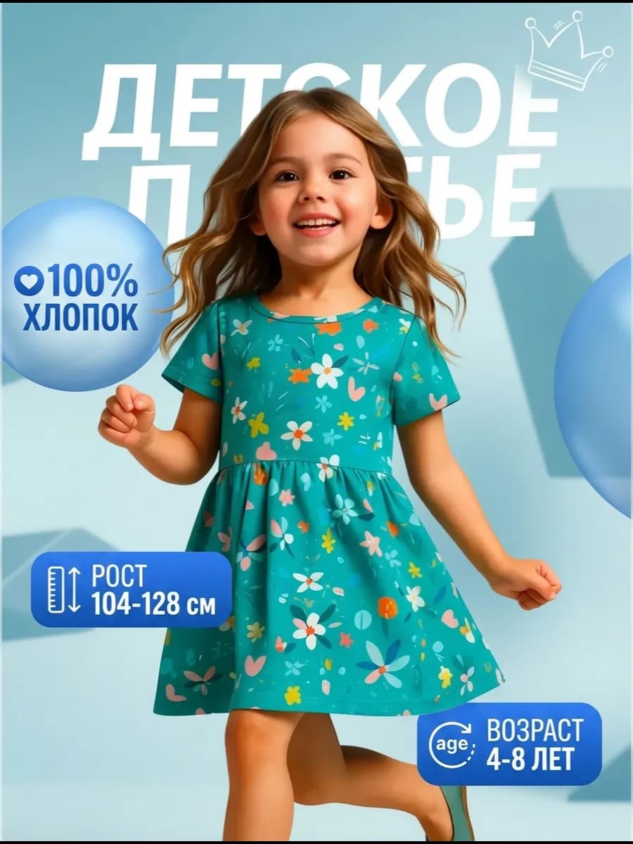 Платье детское с коротким рукавом