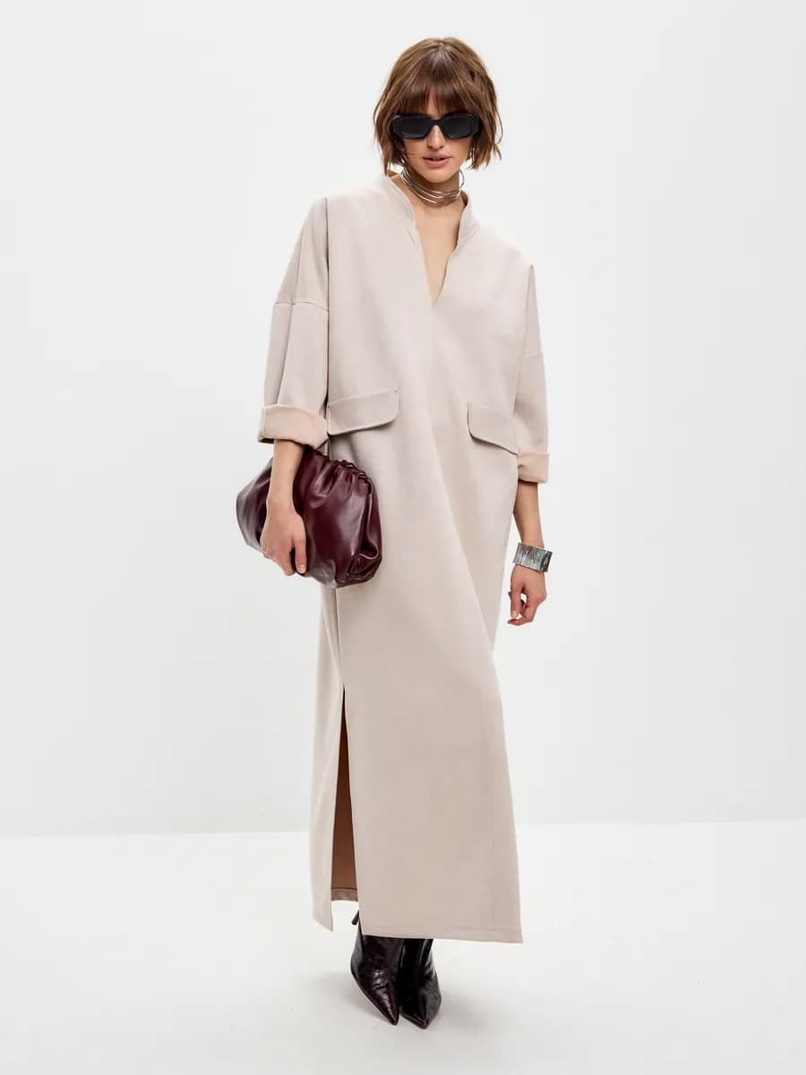 Платье замшевое оверсайз с разрезами