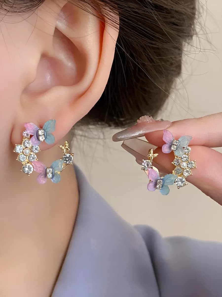 Серьги бижутерия пусеты бабочки