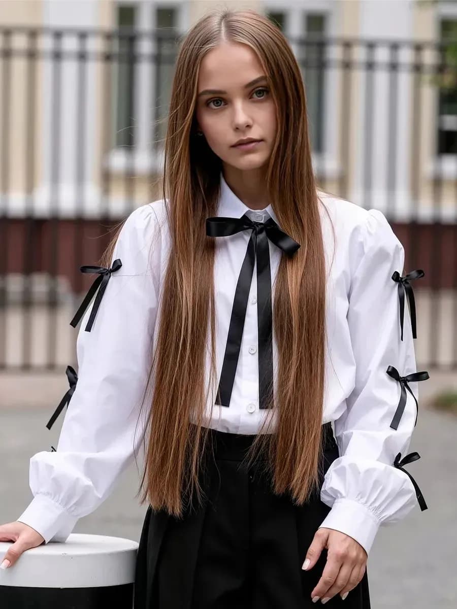 Рубашка школьная с бантиками