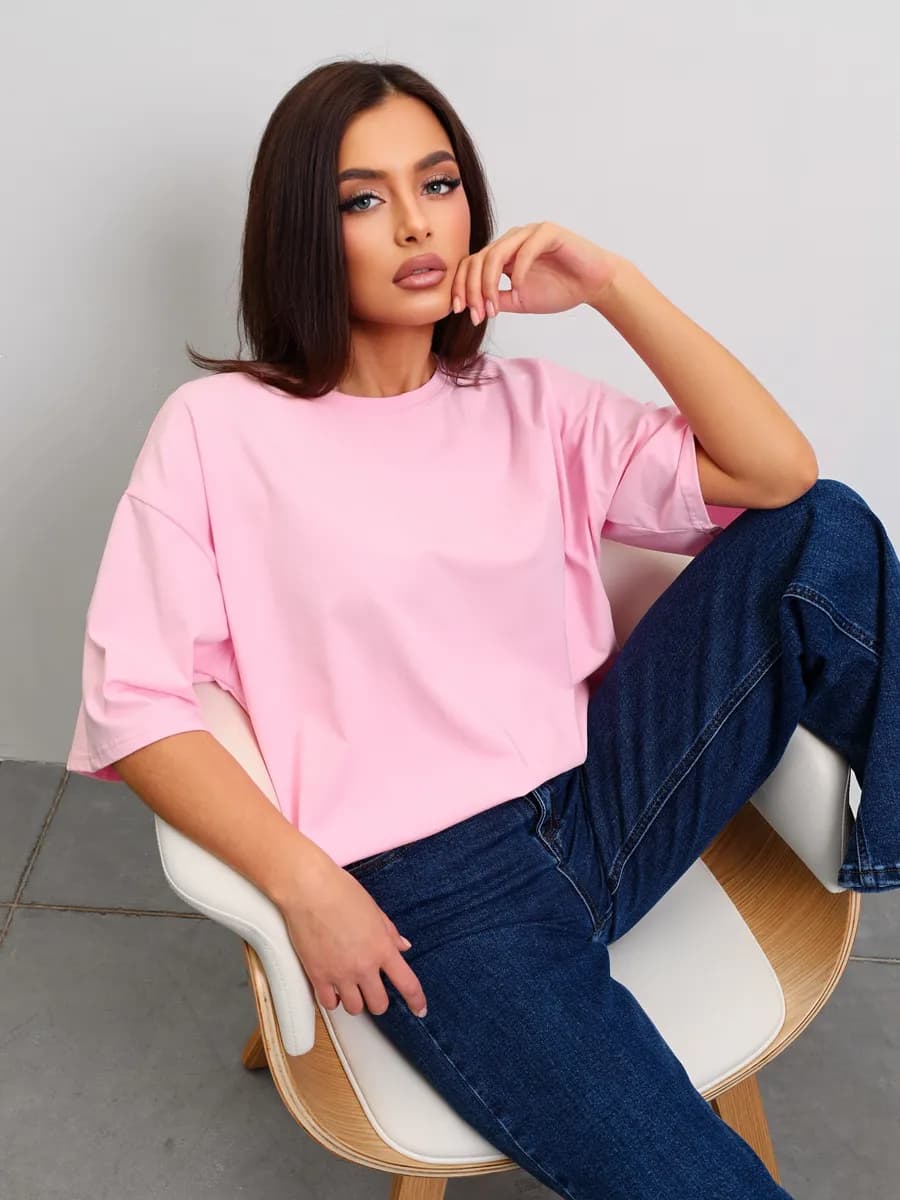 Футболка оверсайз однотонная базовая летняя