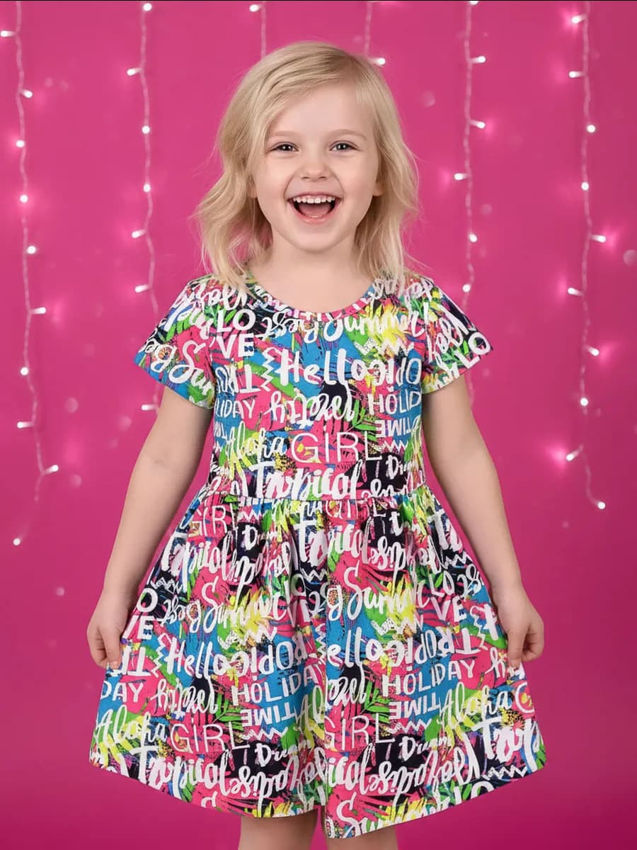 Платье в садик с коротким рукавом