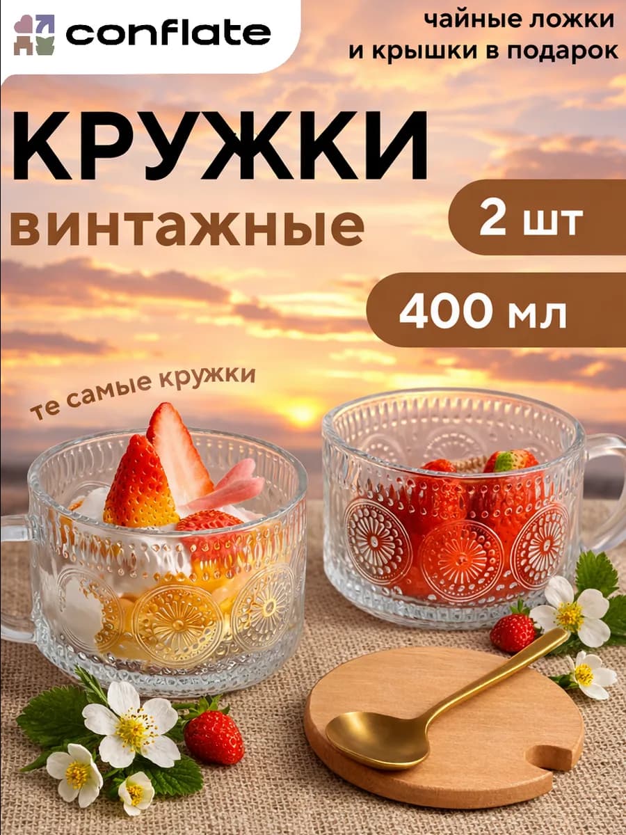 Кружки для чая и кофе набор в подарок 2 шт, 400 мл