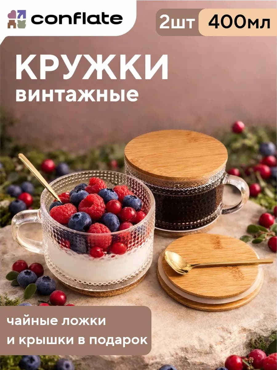 Кружки для чая и кофе набор в подарок 2 шт, 400 мл