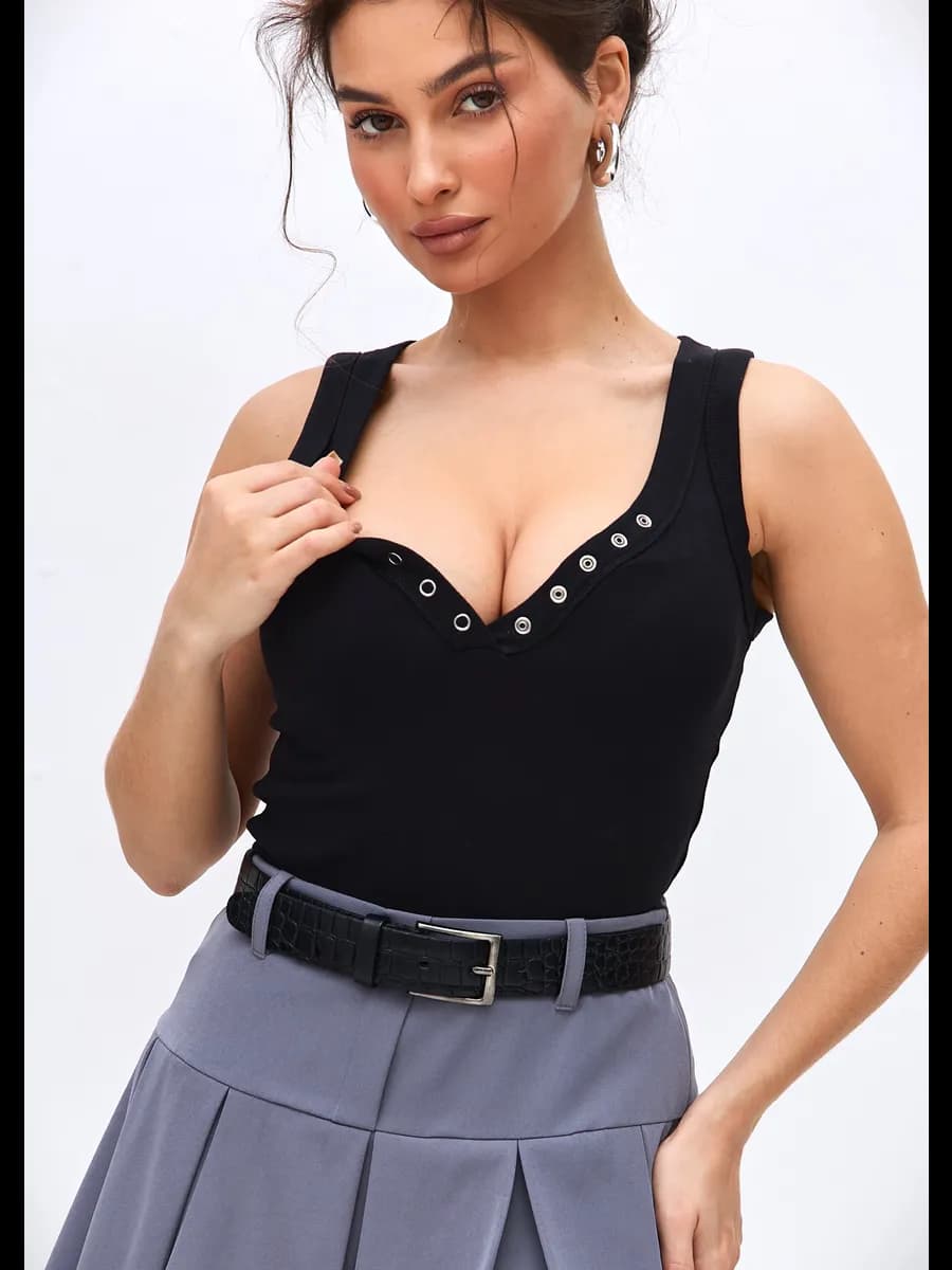 Майка базовая плотная с кнопками