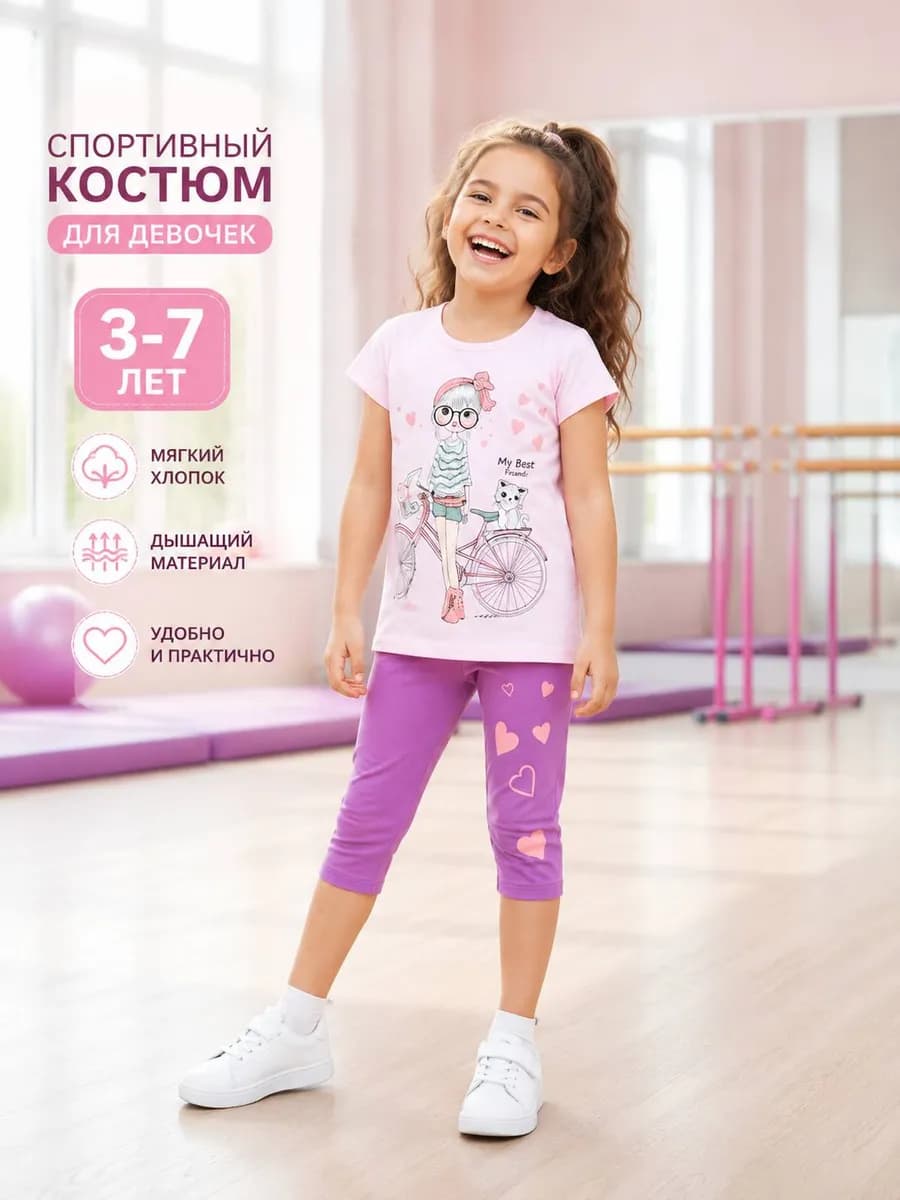 Летний Костюм с лосинами для девочки