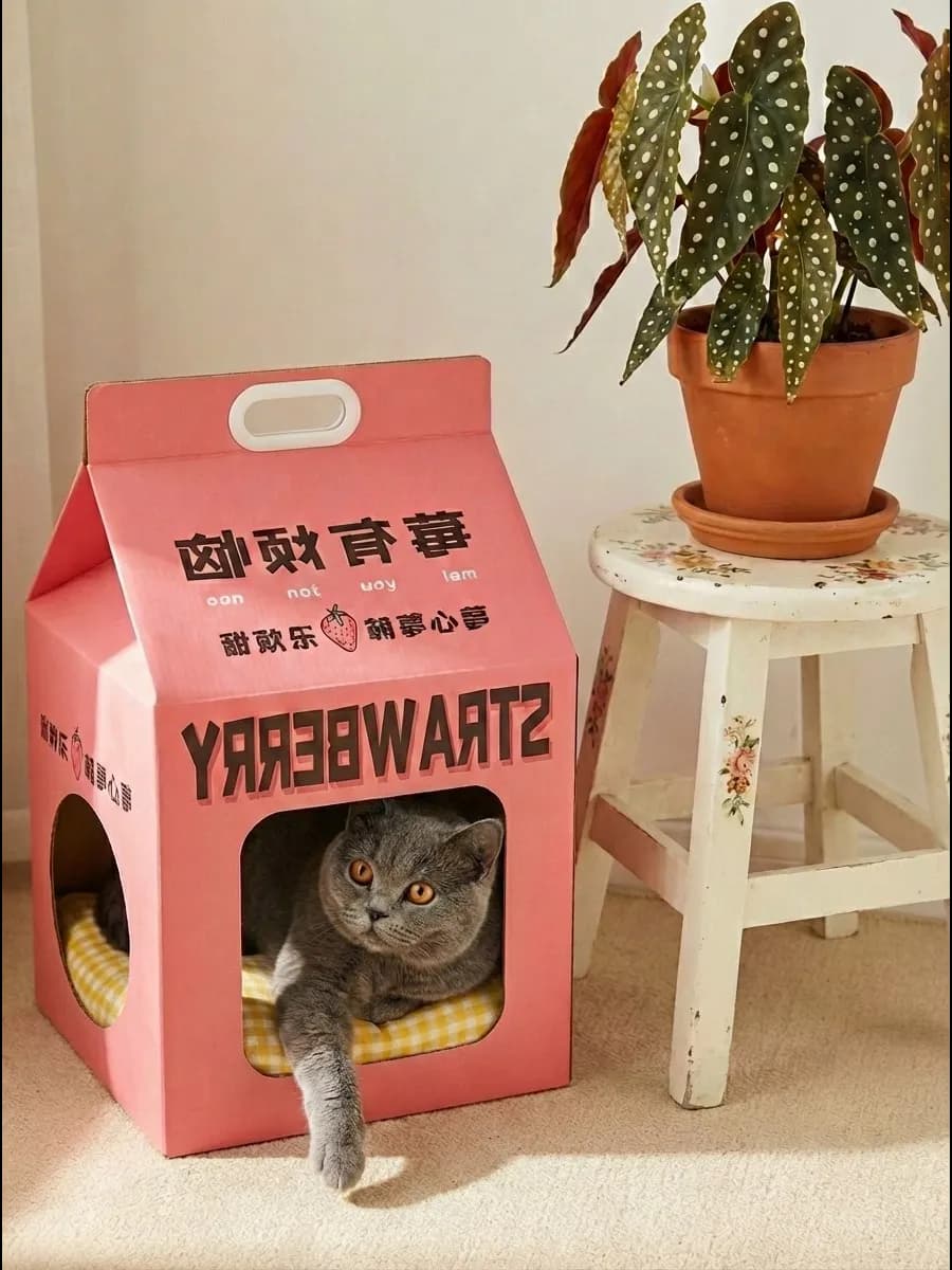 Домик для кошки картонный