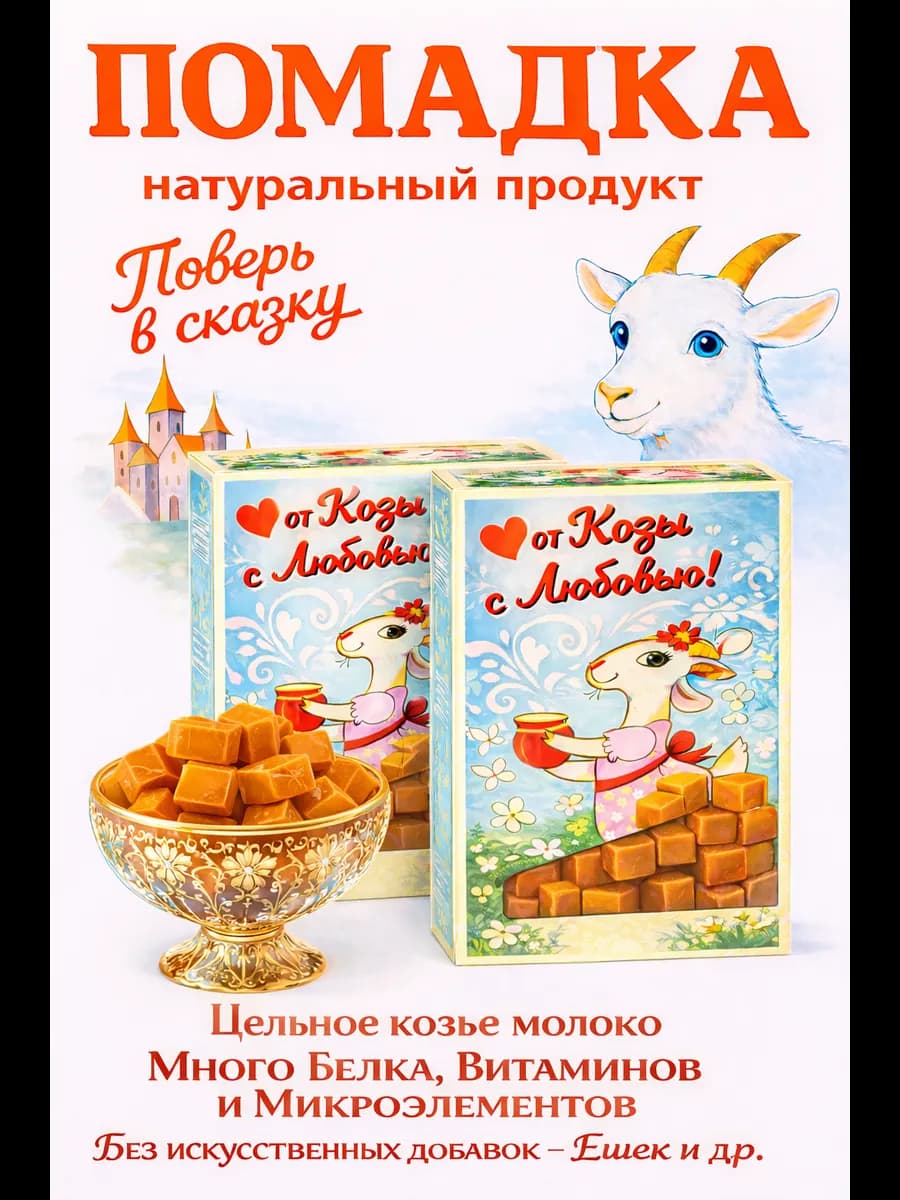 Конфетв молочные для аллергиков - цельное козье молоко