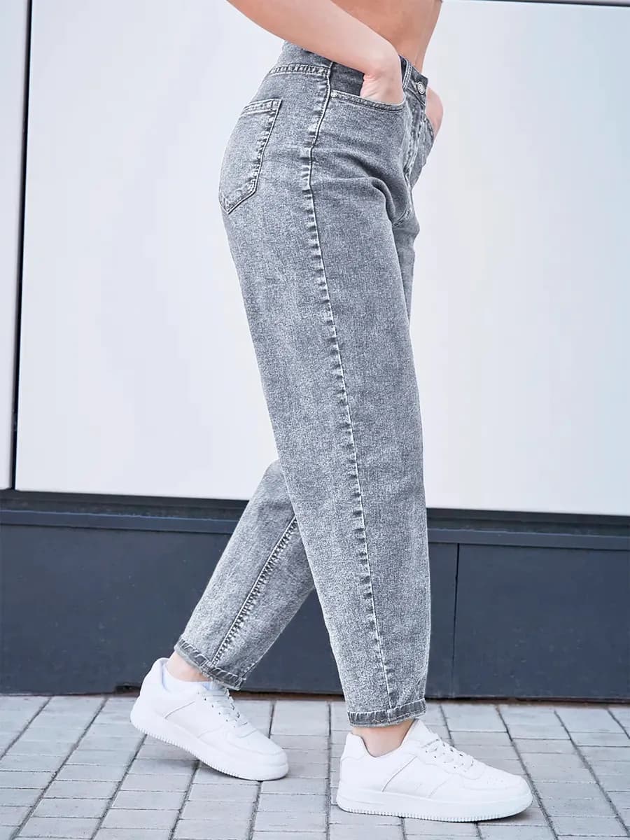 Джинсы бананы широкие с высокой посадкой