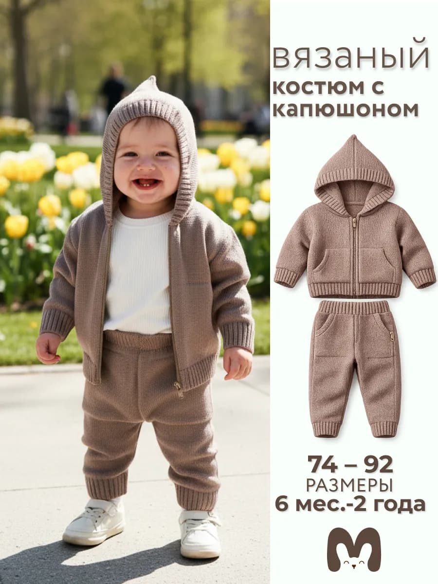 Спортивный костюм детский летний вязаный на молнии