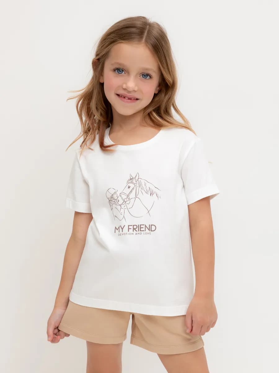 Трикотажная футболка для девочки с принтом