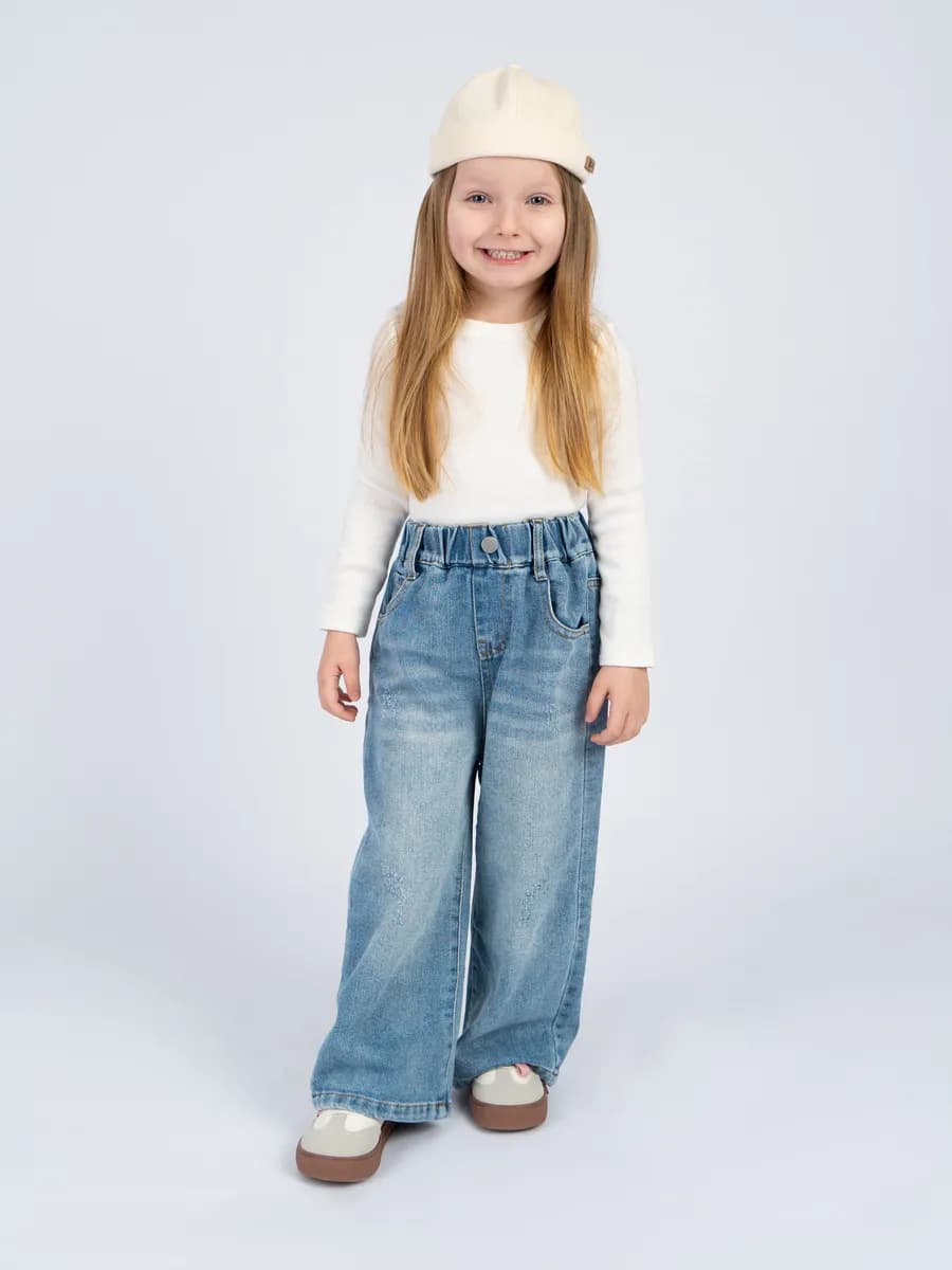 Джинсы на резинке паллаццо широкие