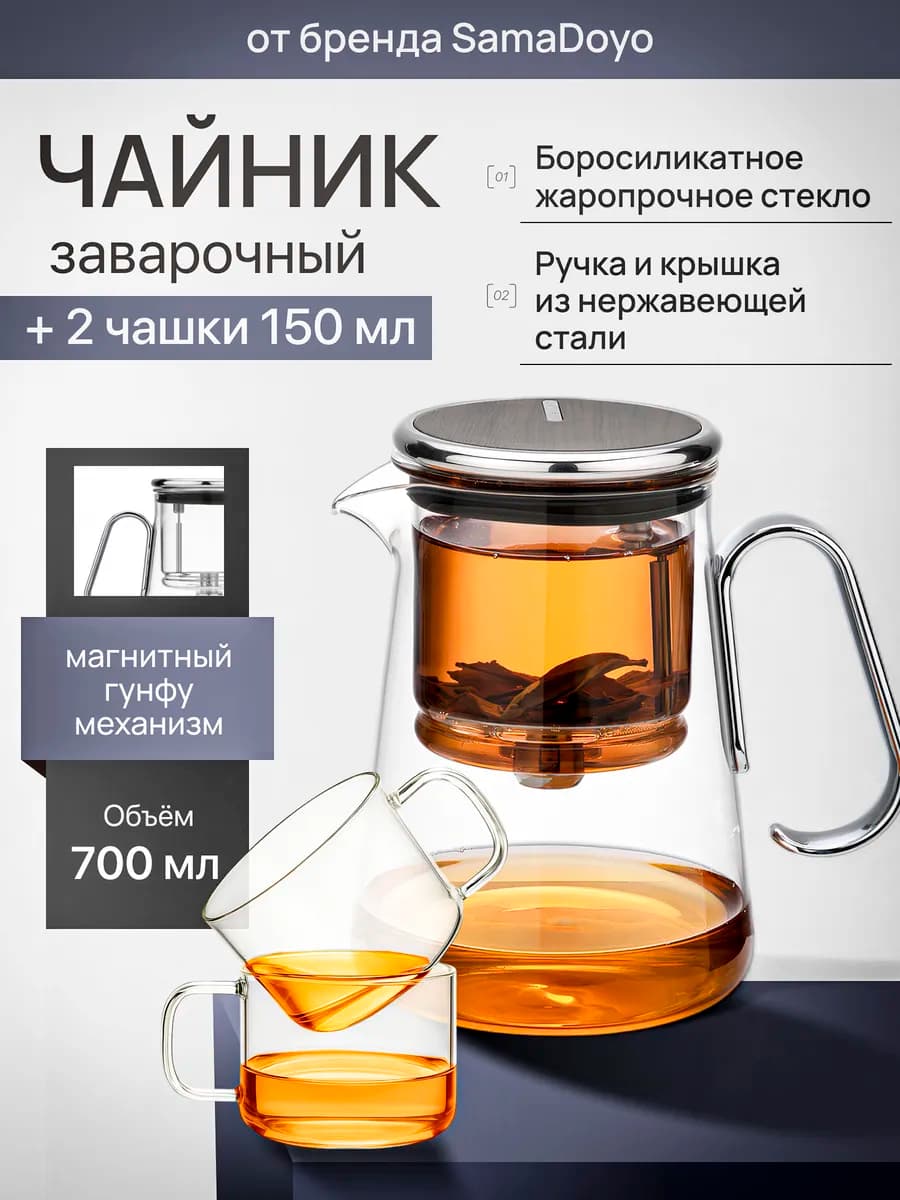 Комплект Чайник заварочный гунфу 700 мл + 2 чашки 150 мл