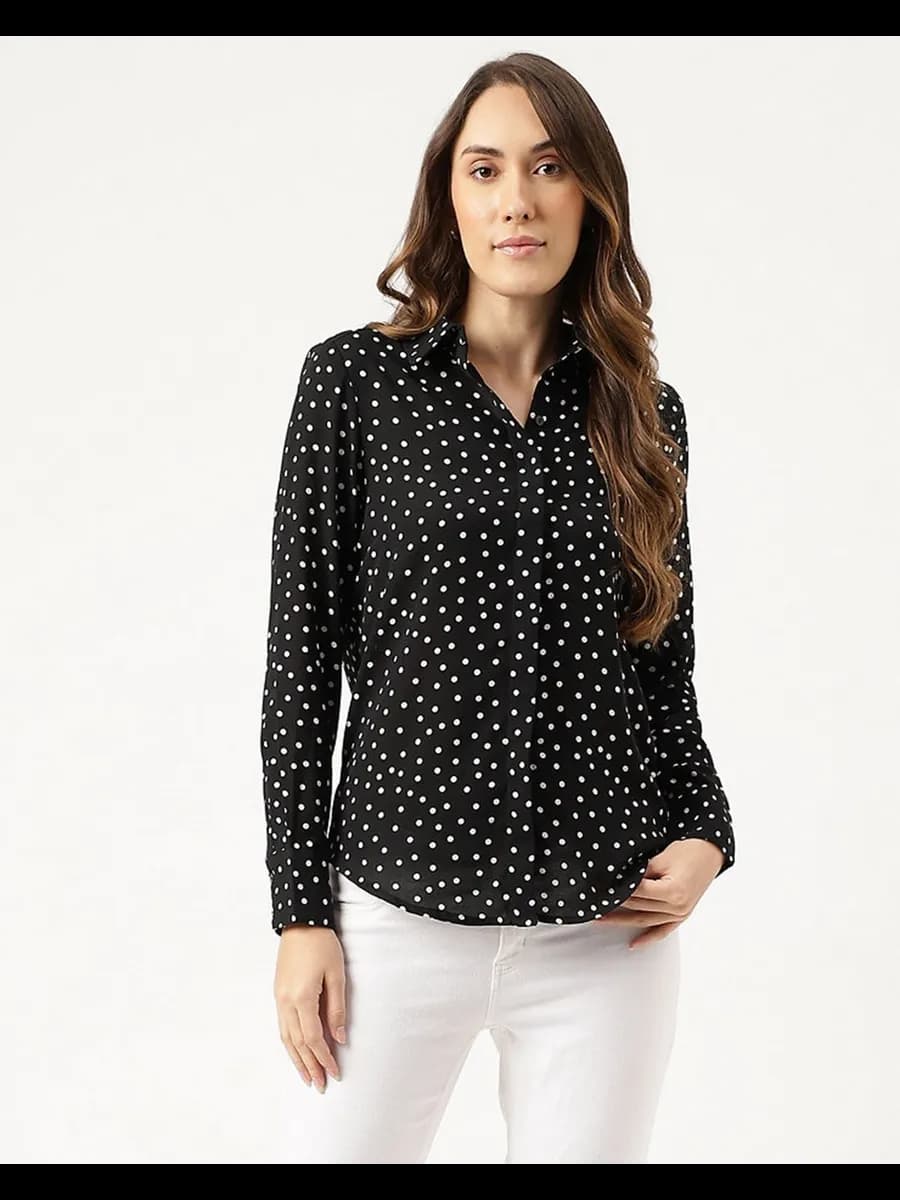 Рубашка в горошек вечерняя блузка с длинным рукавом