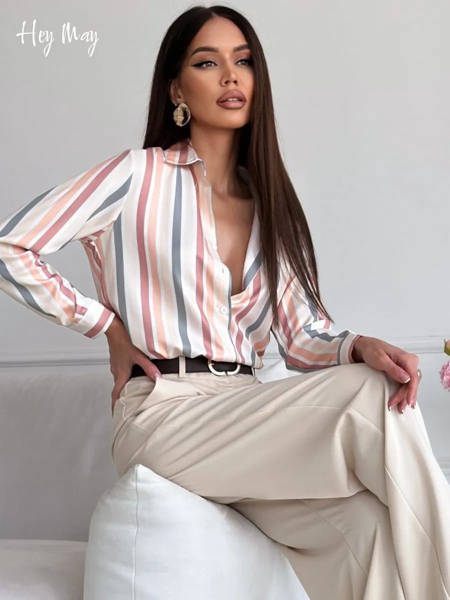 Блузка офисная стильная с длинным рукавом