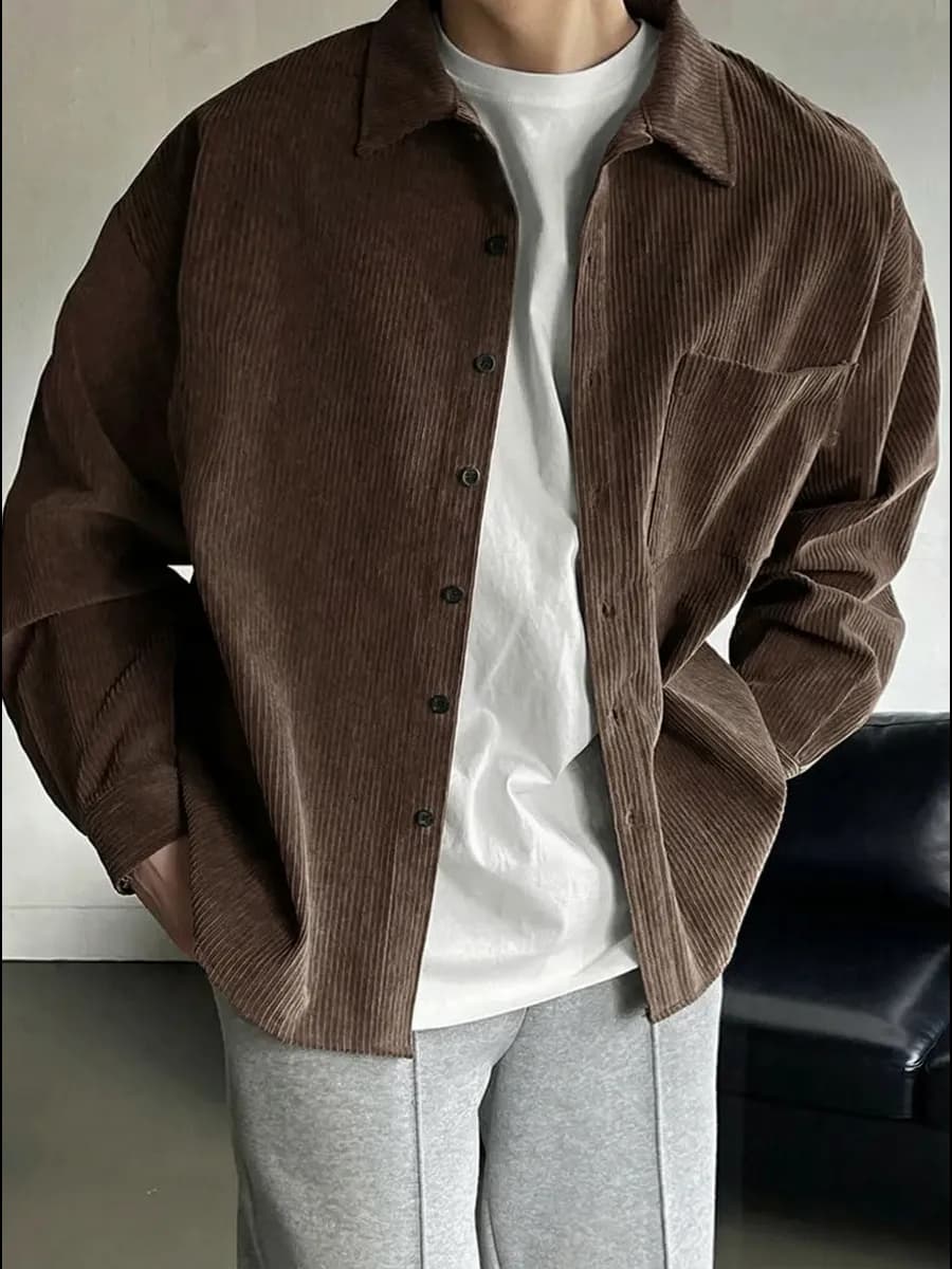 Рубашка вельветовая оверсайз с длинным рукавом