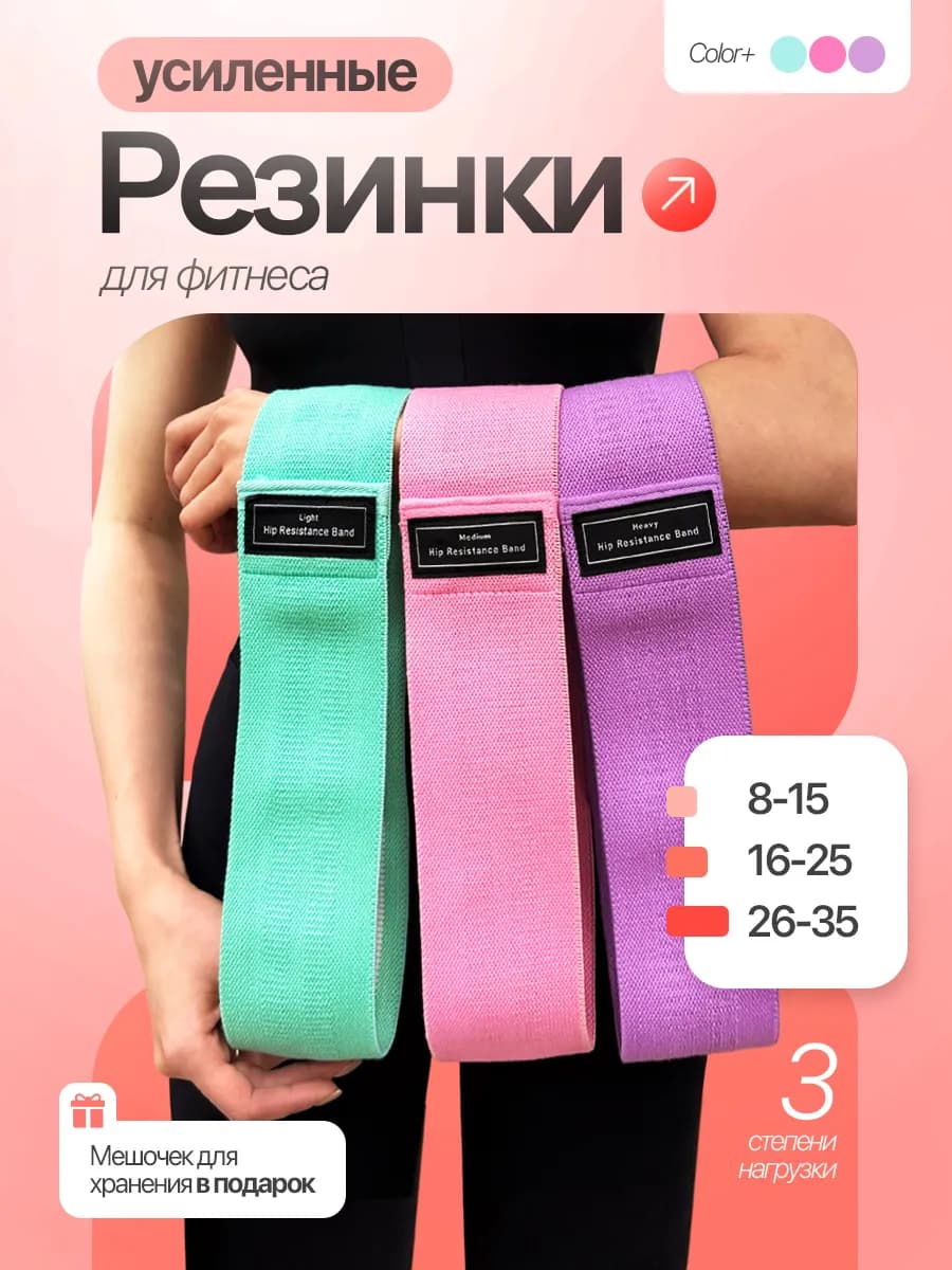 Резинки для фитнеса женские тканевые