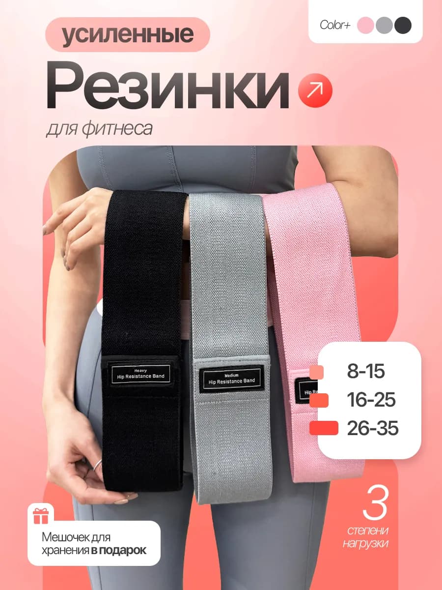 Резинки для фитнеса женские тканевые