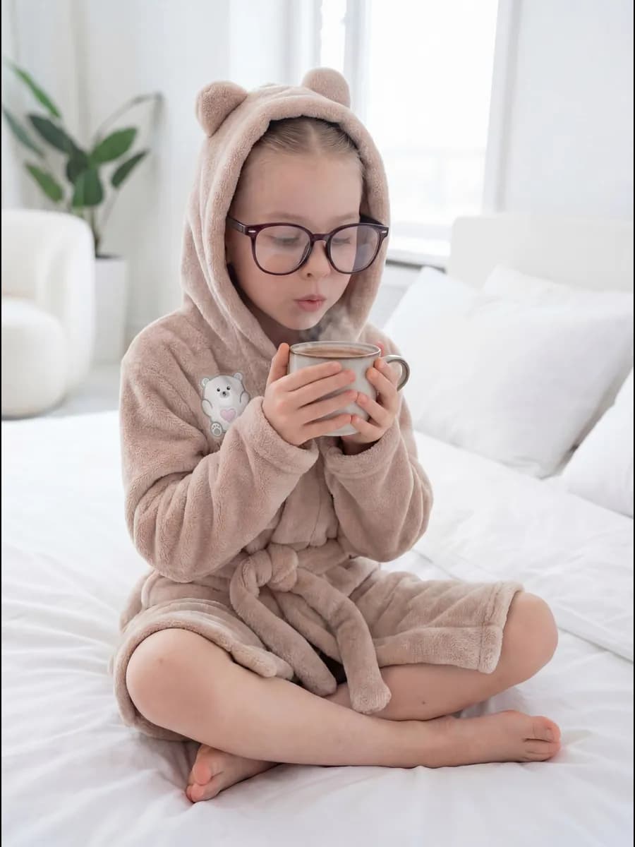 Халат детский махровый с капюшоном Мишка