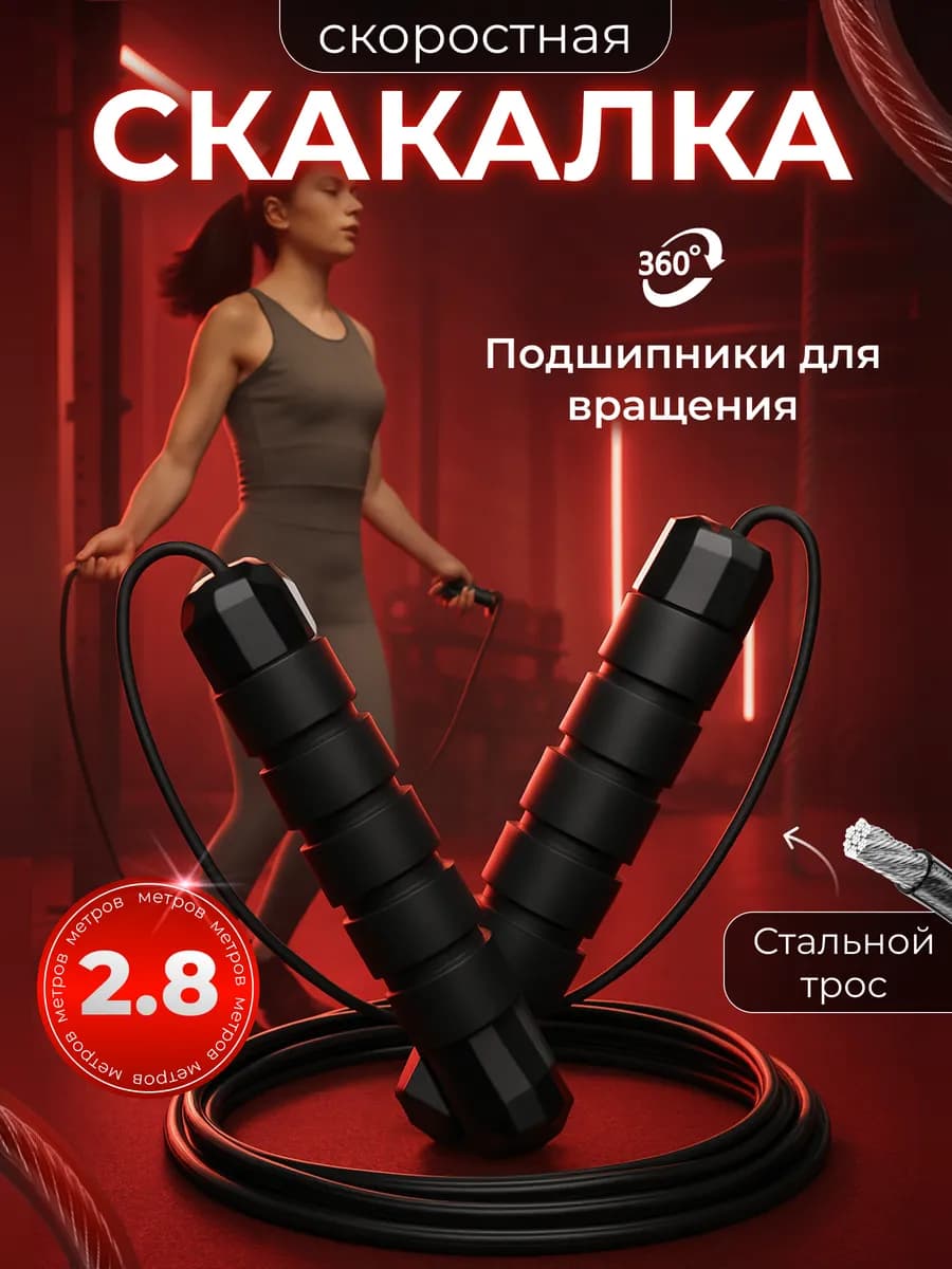 Скакалка спортивная взрослая для фитнеса