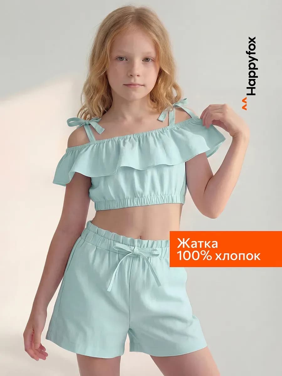 Костюм с шортами легкий из жатого хлопка летний детский