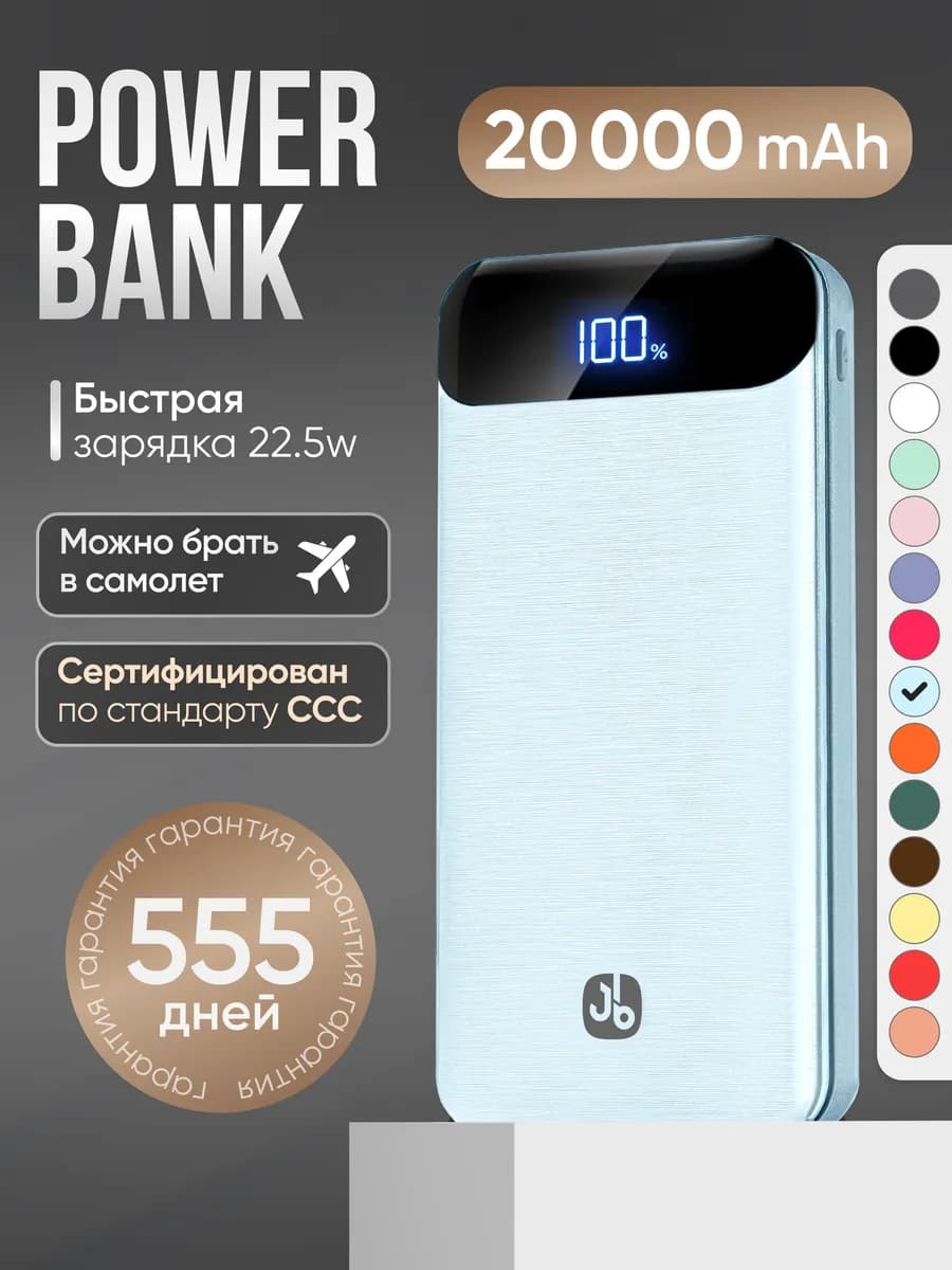 Повербанк 20000 power bank для телефона с быстрой зарядкой