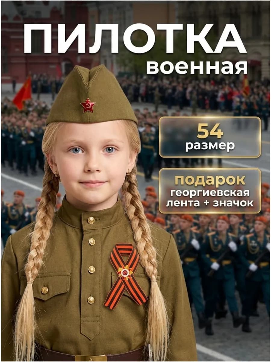 Пилотка военная со звездой 9 мая солдатская 1 штука