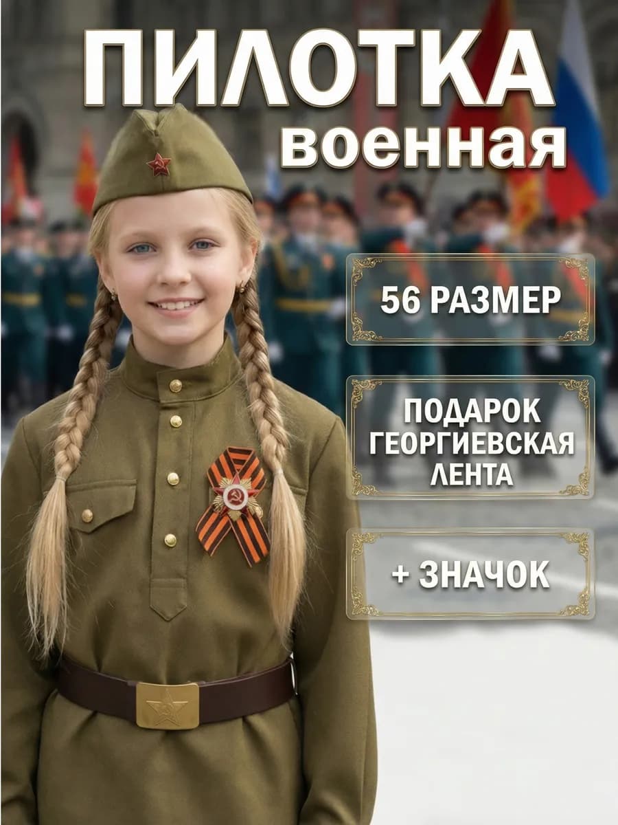 Пилотка военная со звездой 9 мая солдатская 1 штука