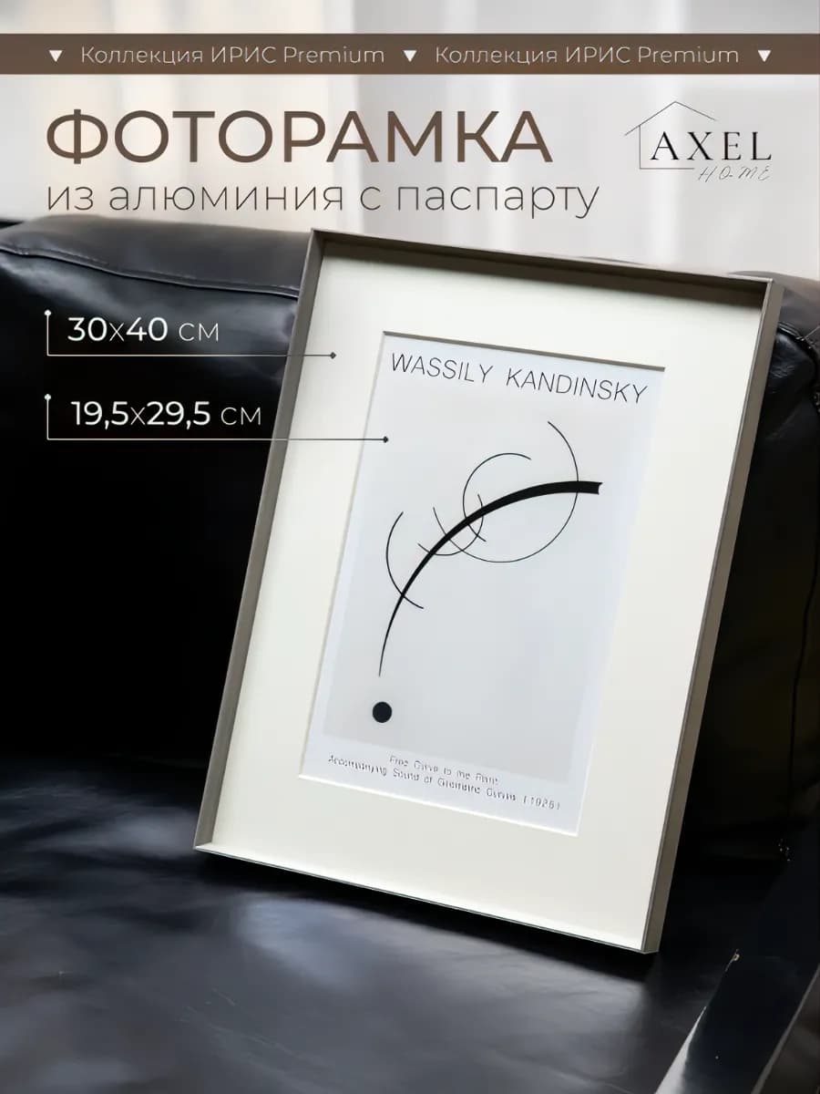 Алюминиевая фоторамка с паспарту 30х40 (19,5х29,5)