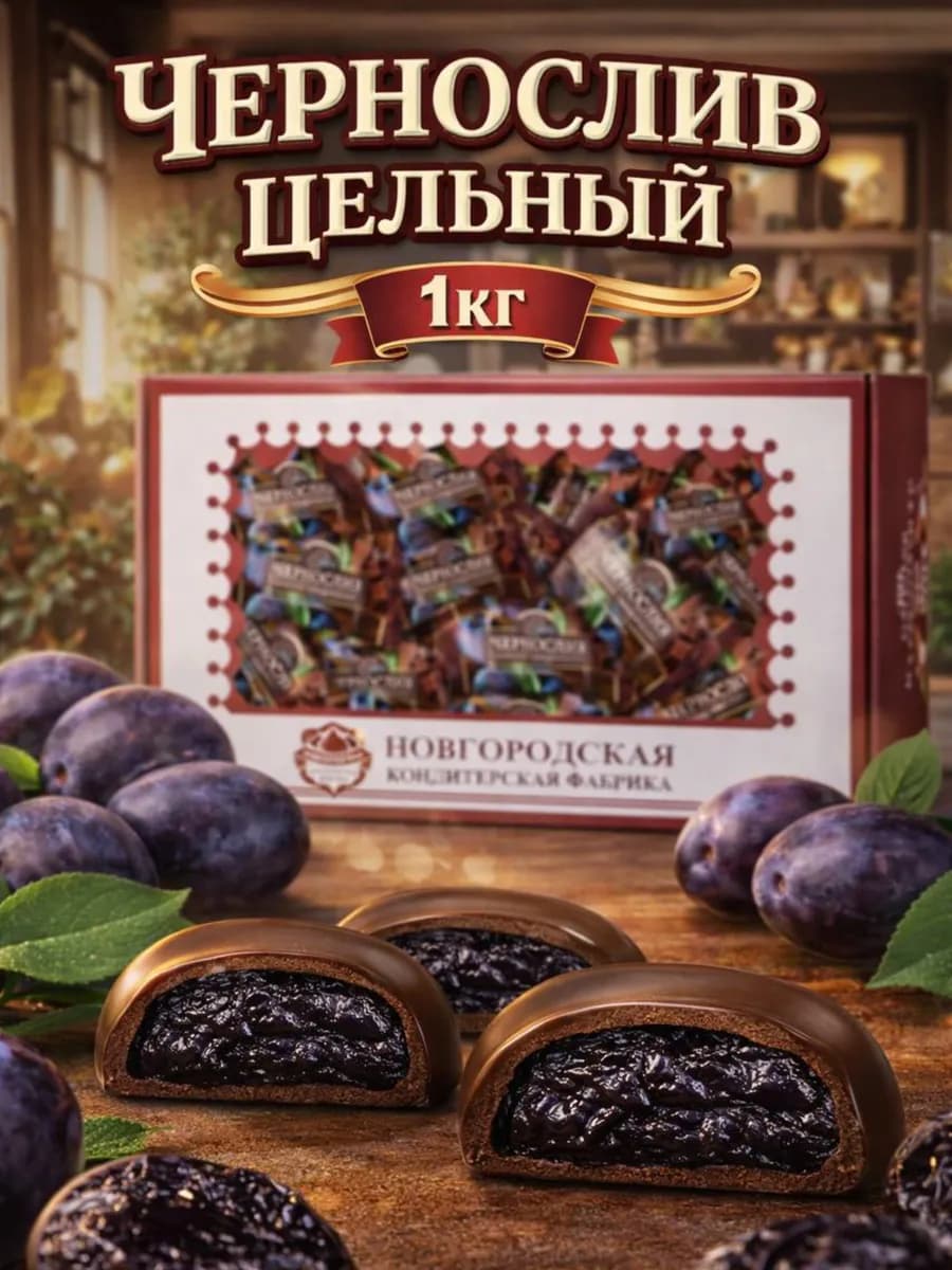Конфеты Чернослив в шоколаде цельный натуральный 1 кг