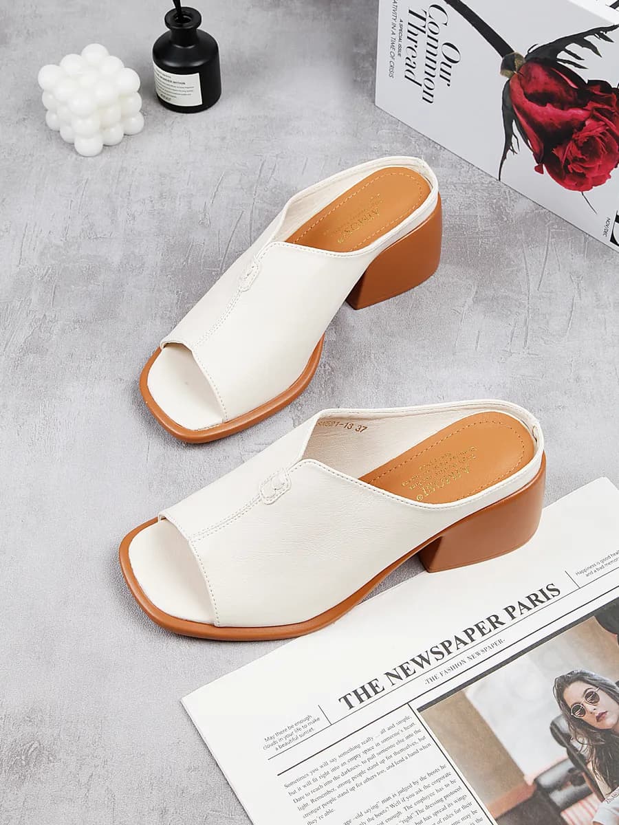 сабо на каблуке летние босоножки с квадратным носом