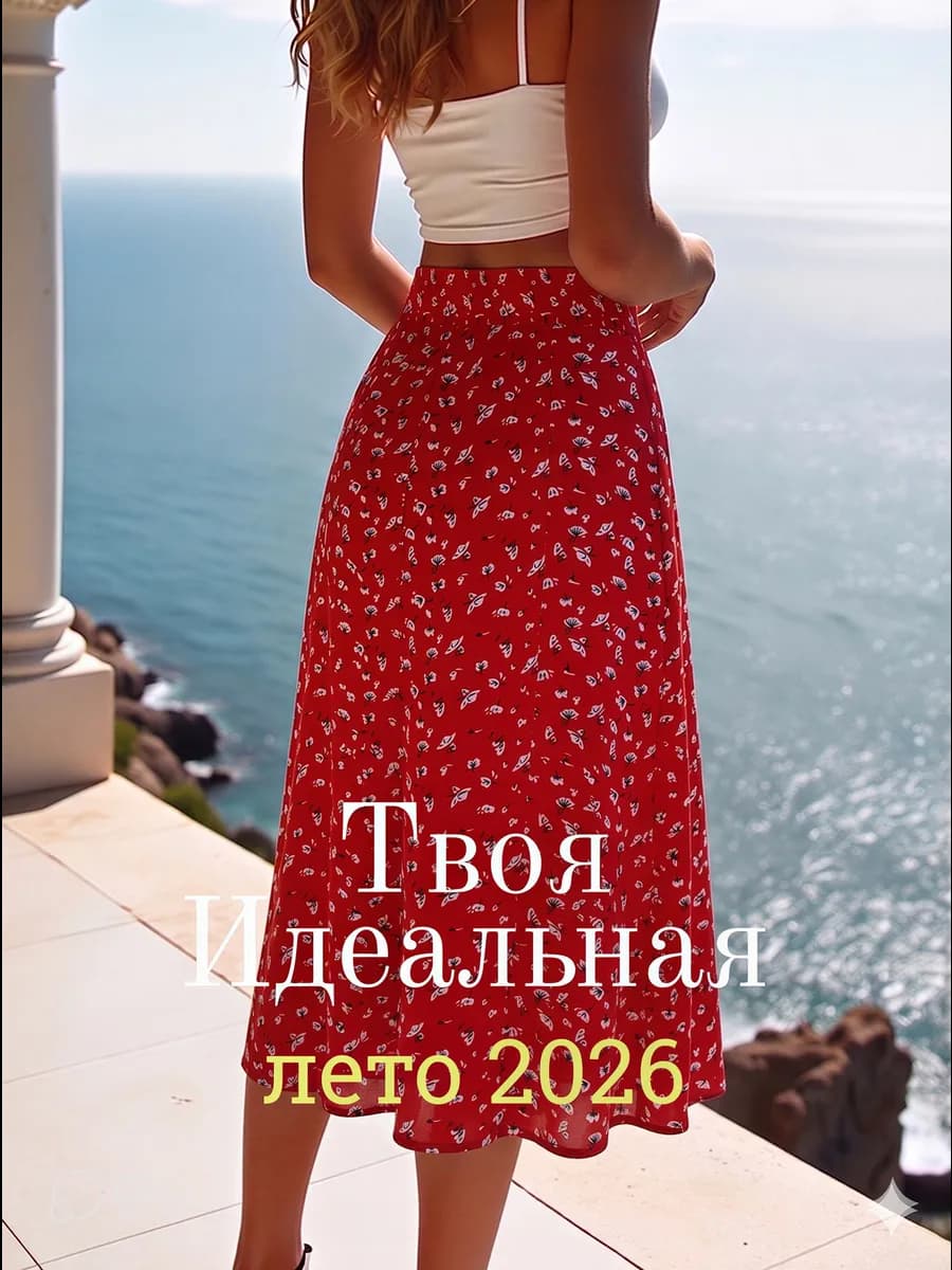 Юбка летняя миди с разрезом