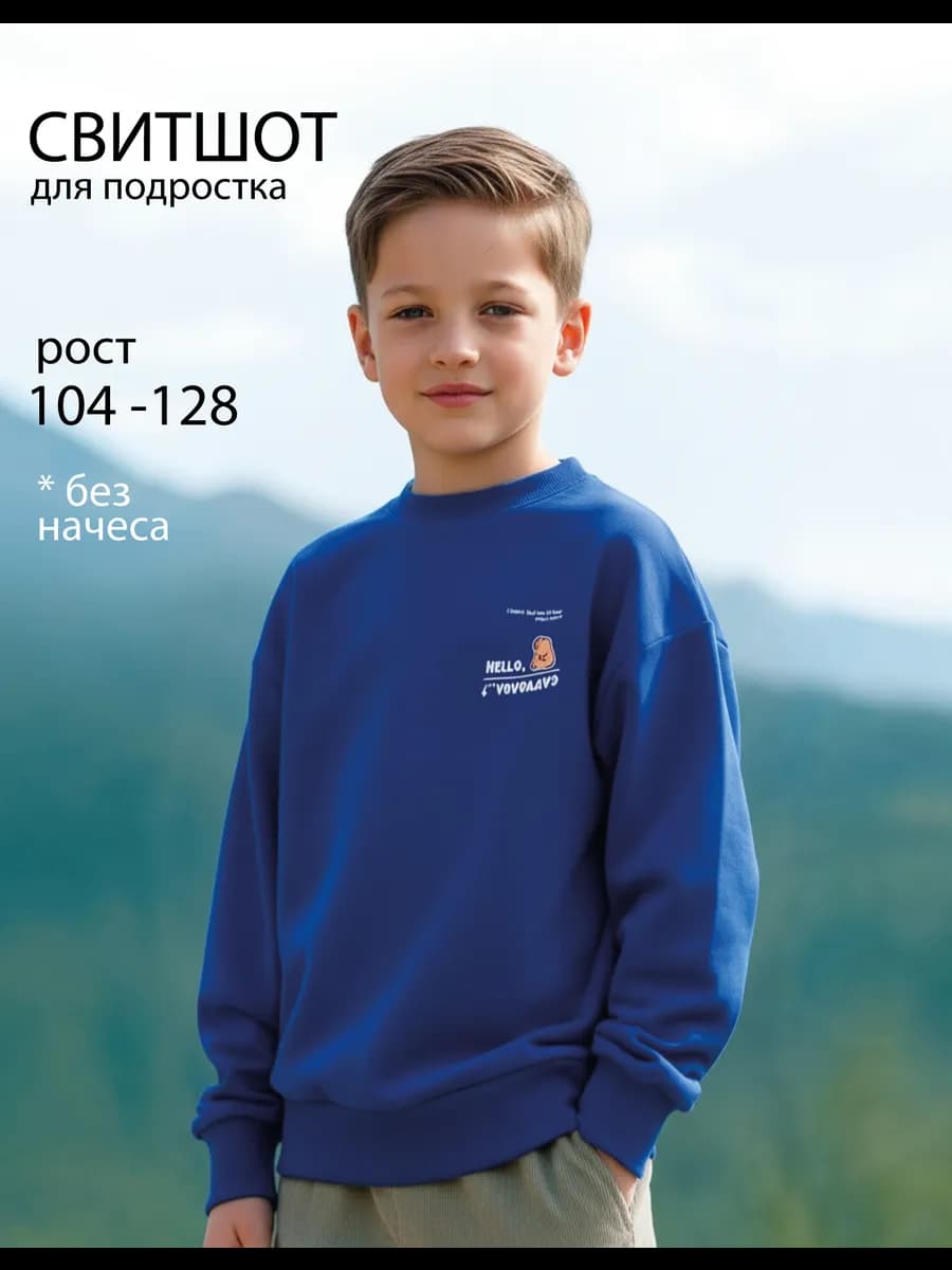 Свитшот детский с принтом, без начеса