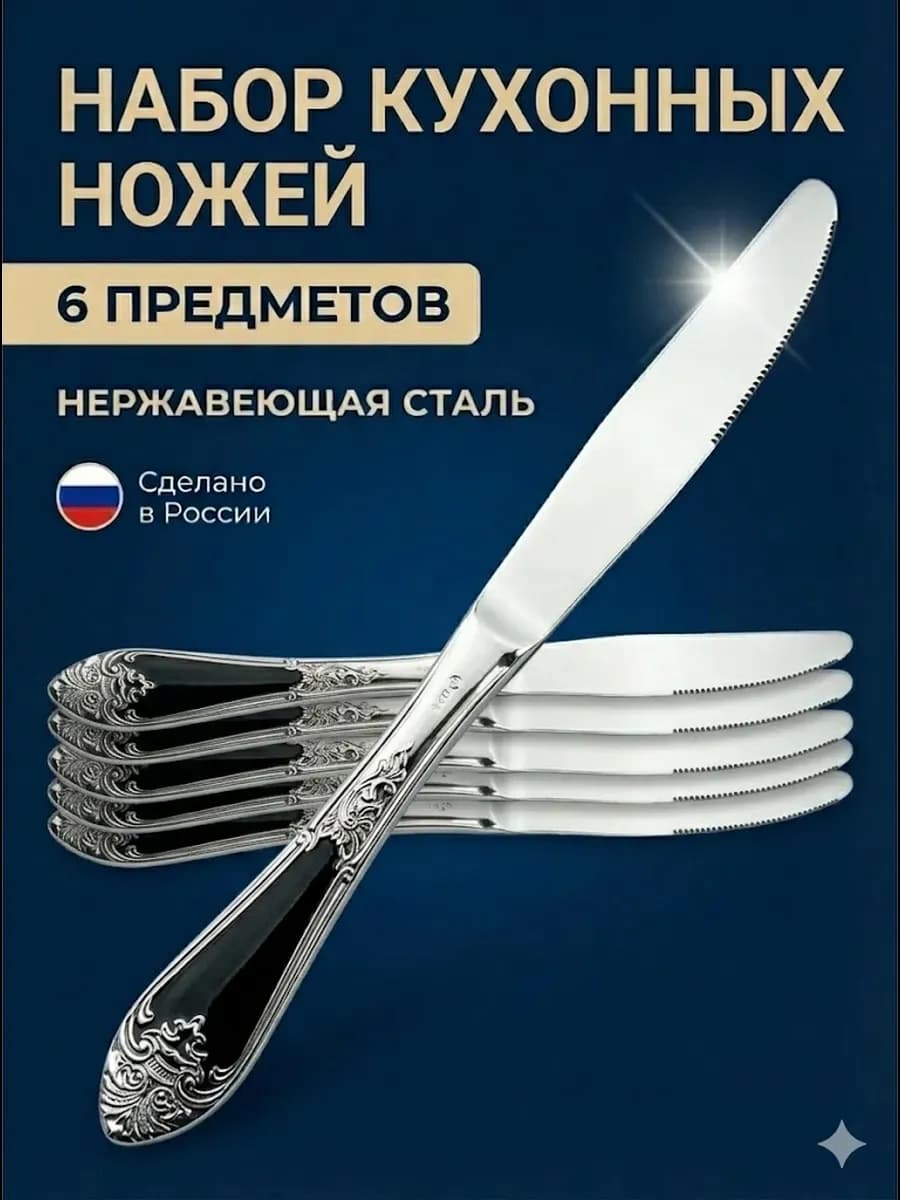 Столовые ножи узор Дворцовый, набор 6 штук