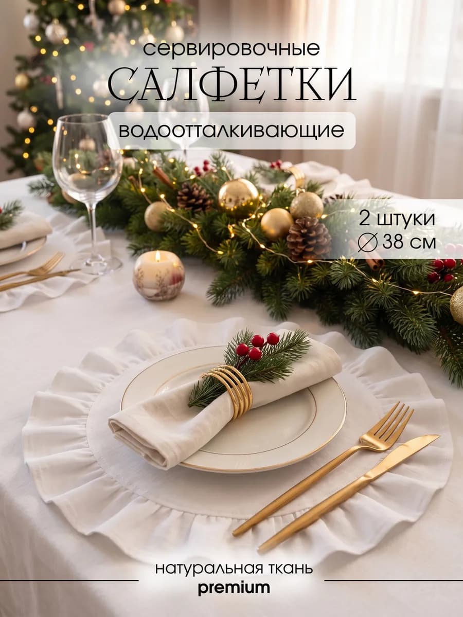 Салфетки на стол сервировочные с рюшами 2 шт