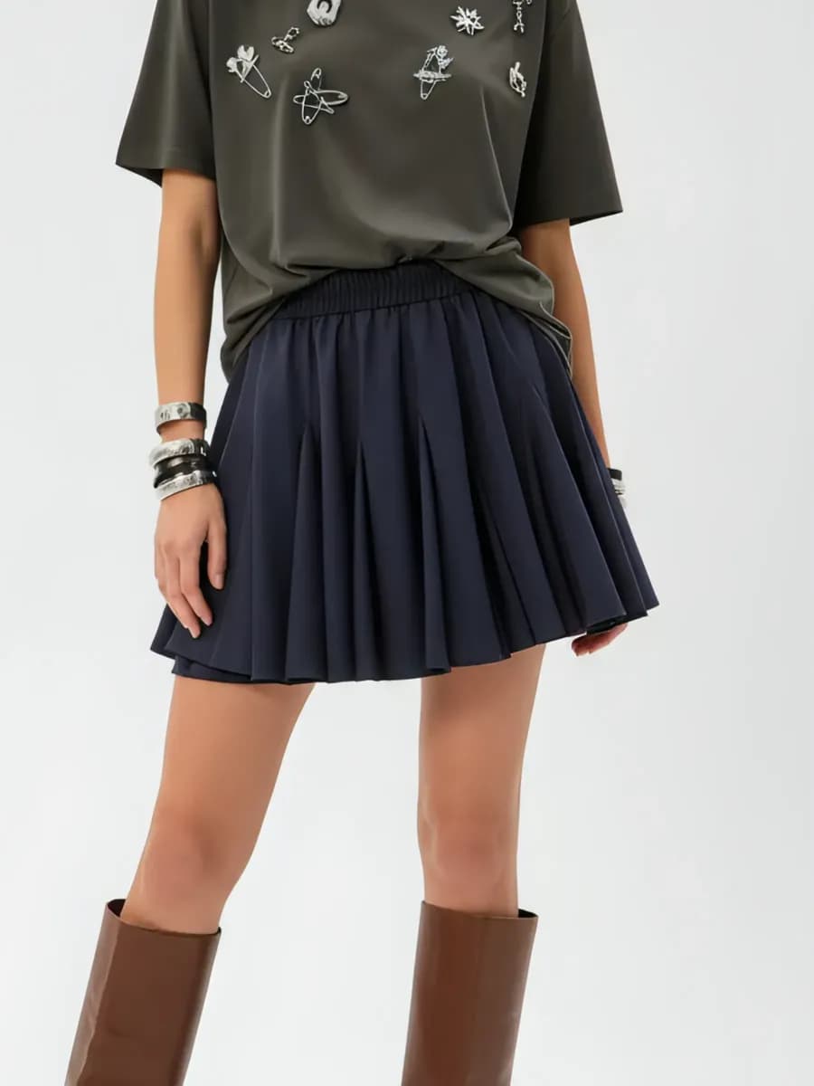 Юбка осенняя с воланами мини короткая на резинке