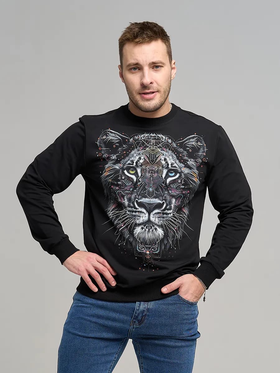 Свитшот без начеса с принтом