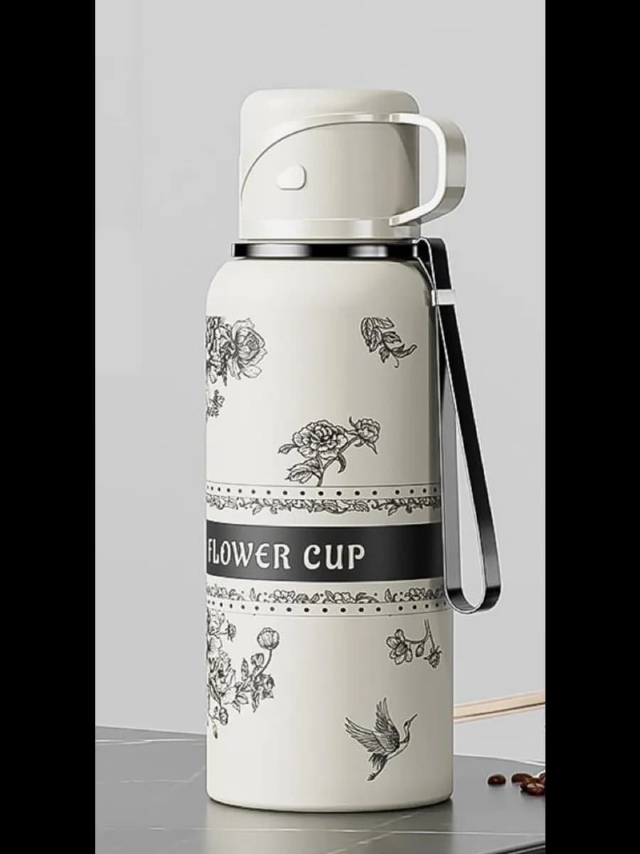 Термос с кружкой 600мл FLOWER CUP