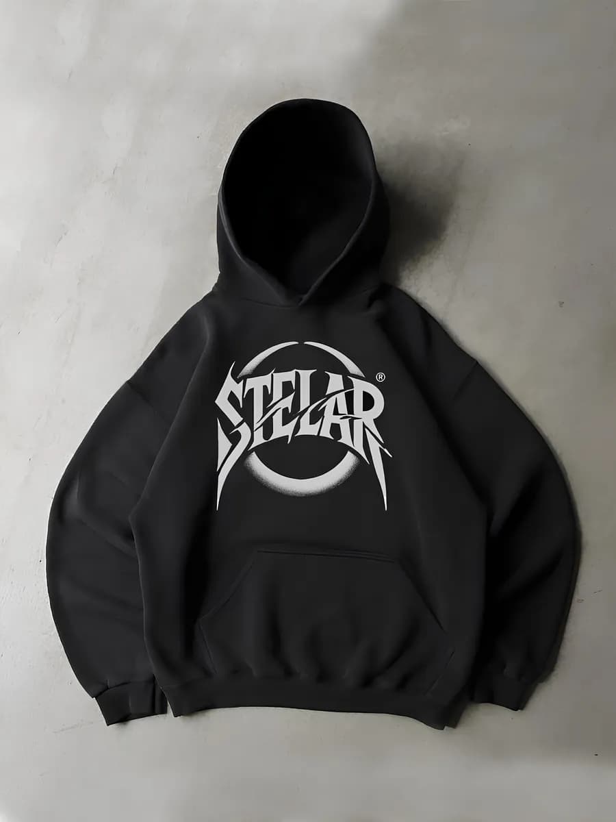 Худи оверсайз с капюшоном и принтом