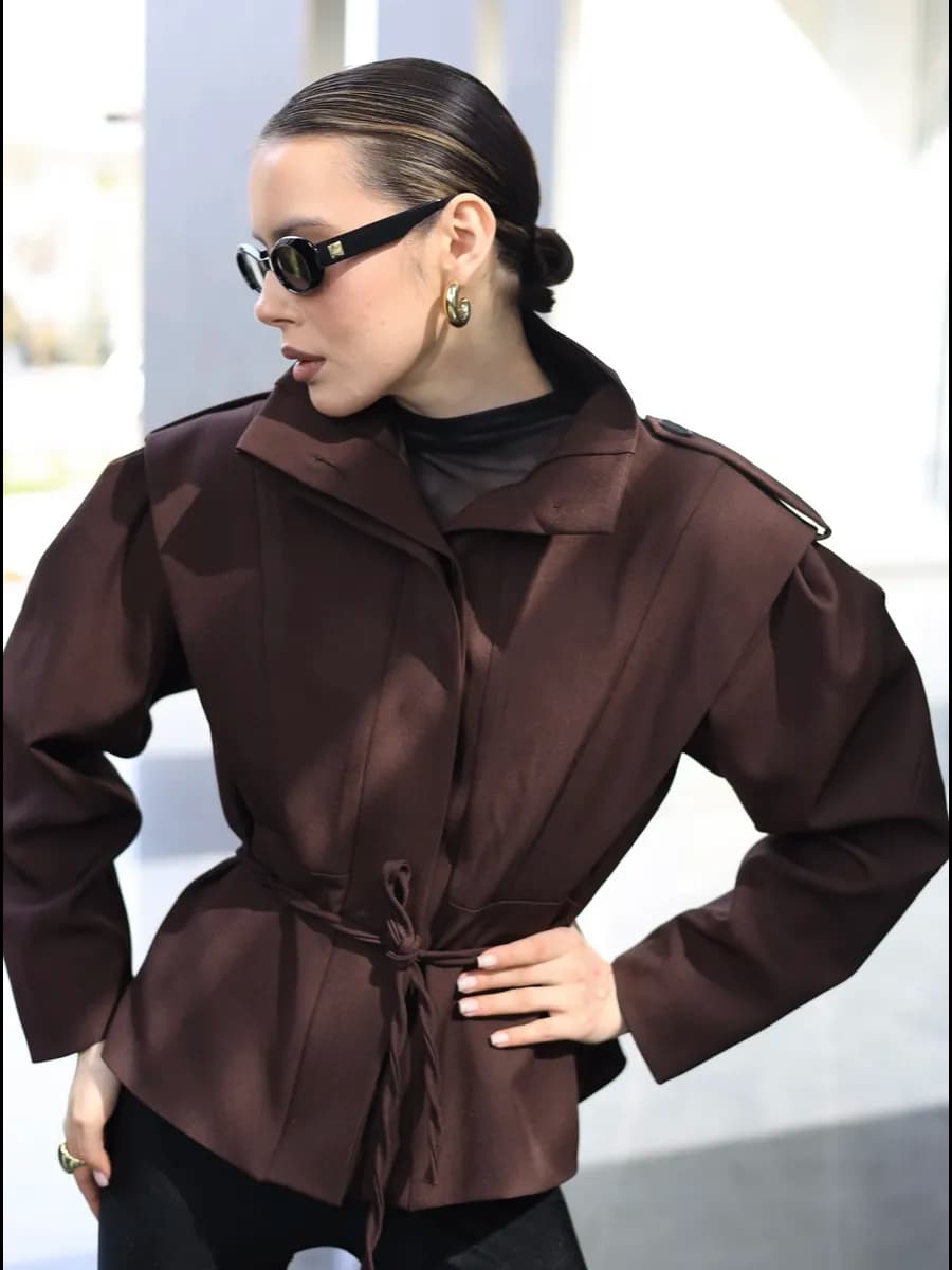 Пиджак оверсайз коричневый - фото 1