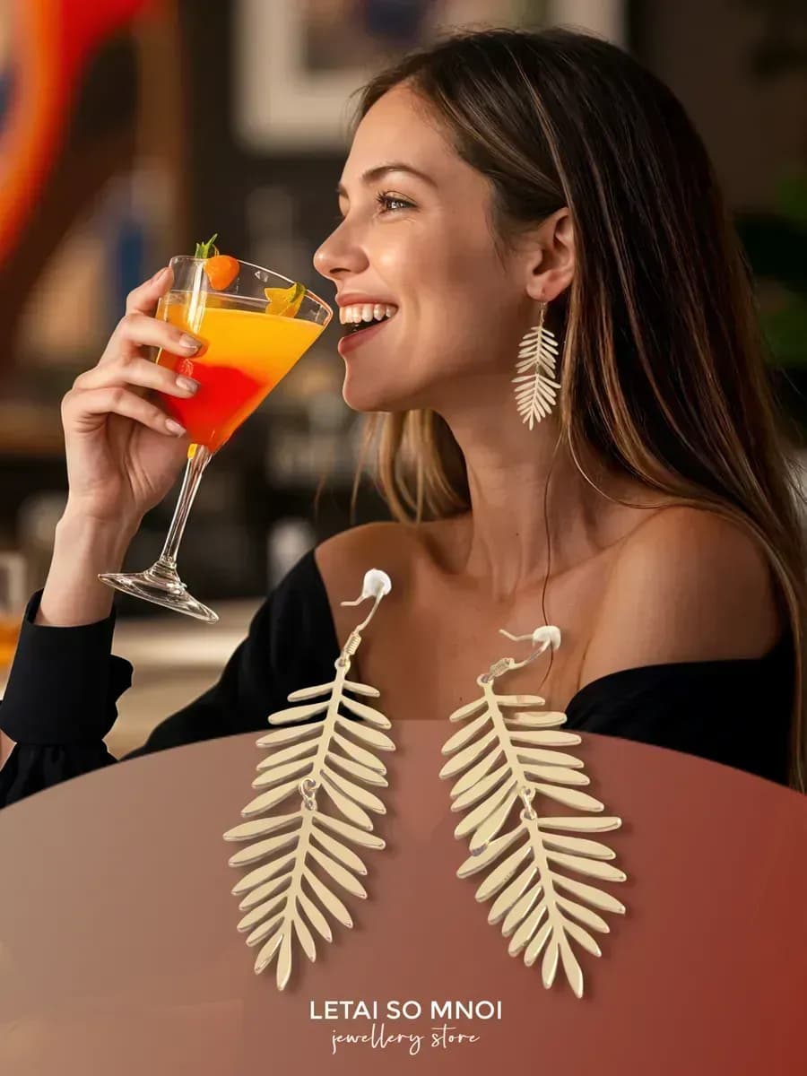 Серьги бижутерия длинные крупные под золото