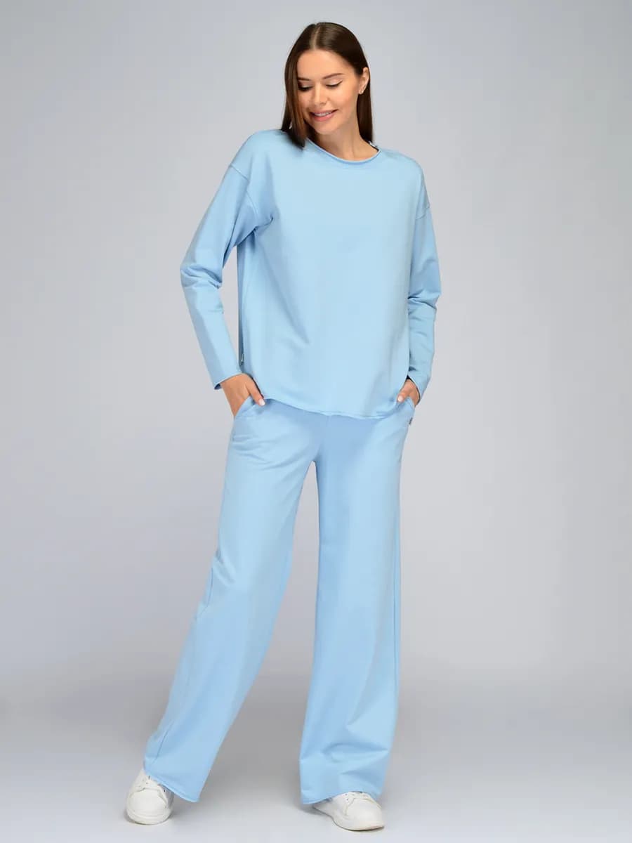 Костюм спортивный летний с брюками палаццо - фото 1