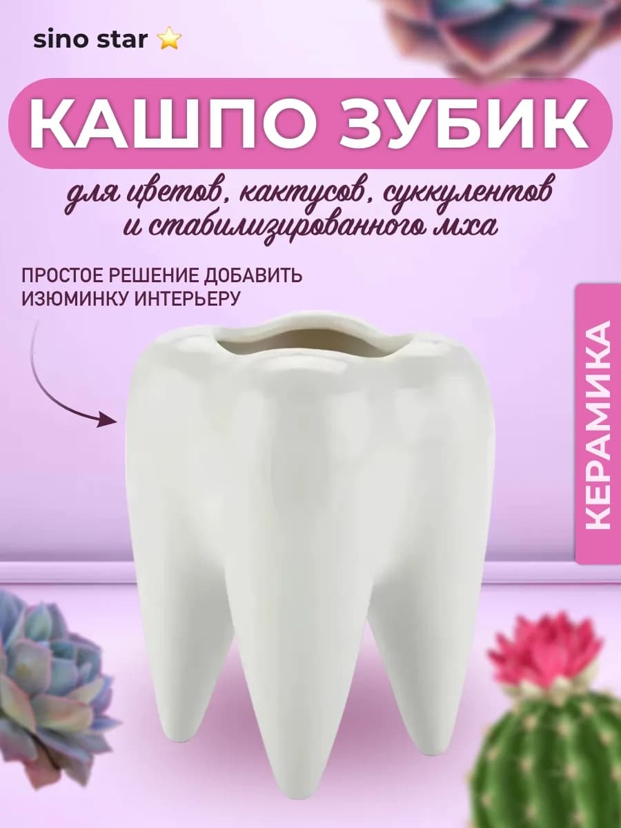 Кашпо Зуб мудрости, горшок ваза для цветов суккулетов