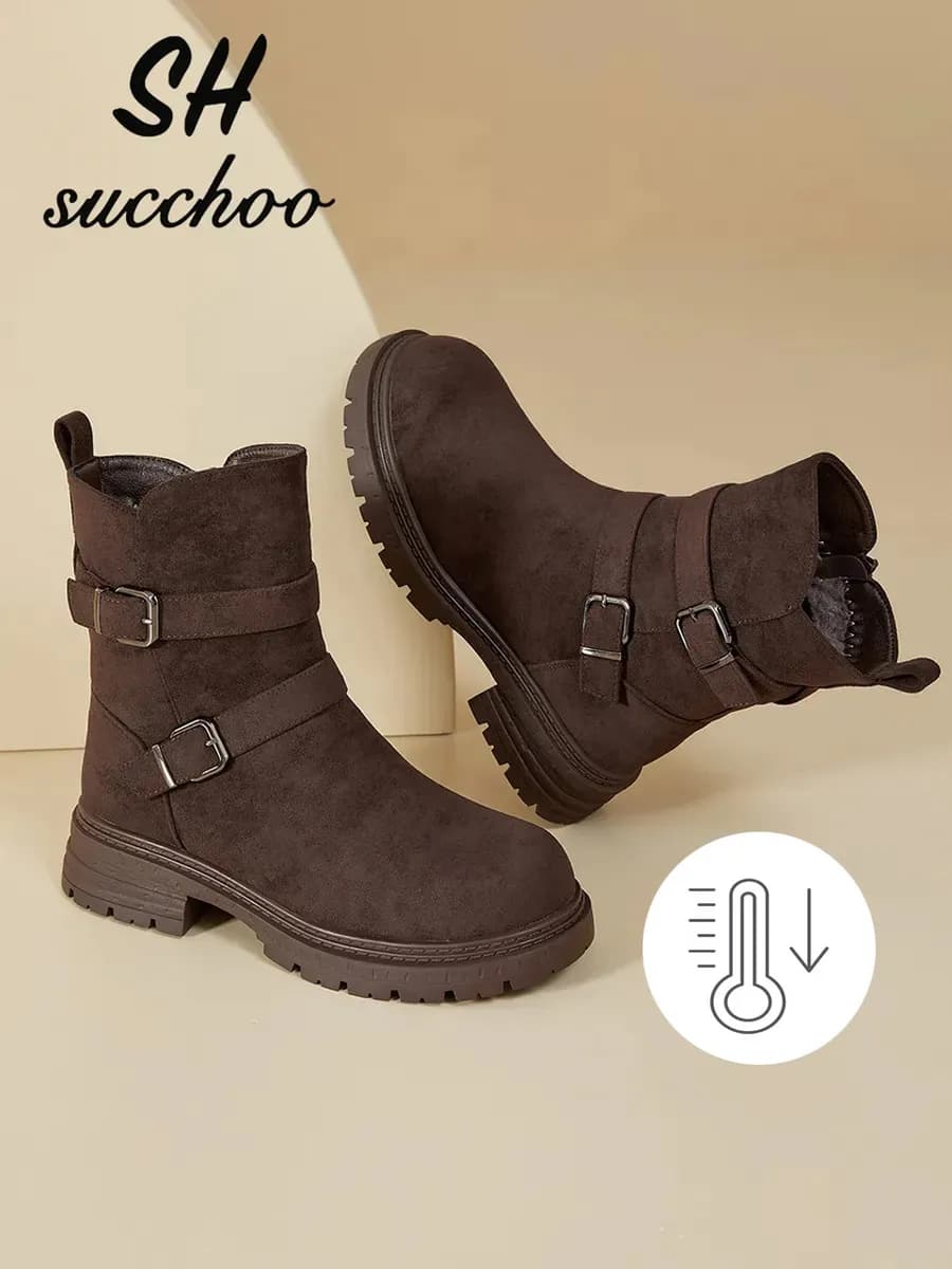 Теплые зимние ботинки на толстой подошве